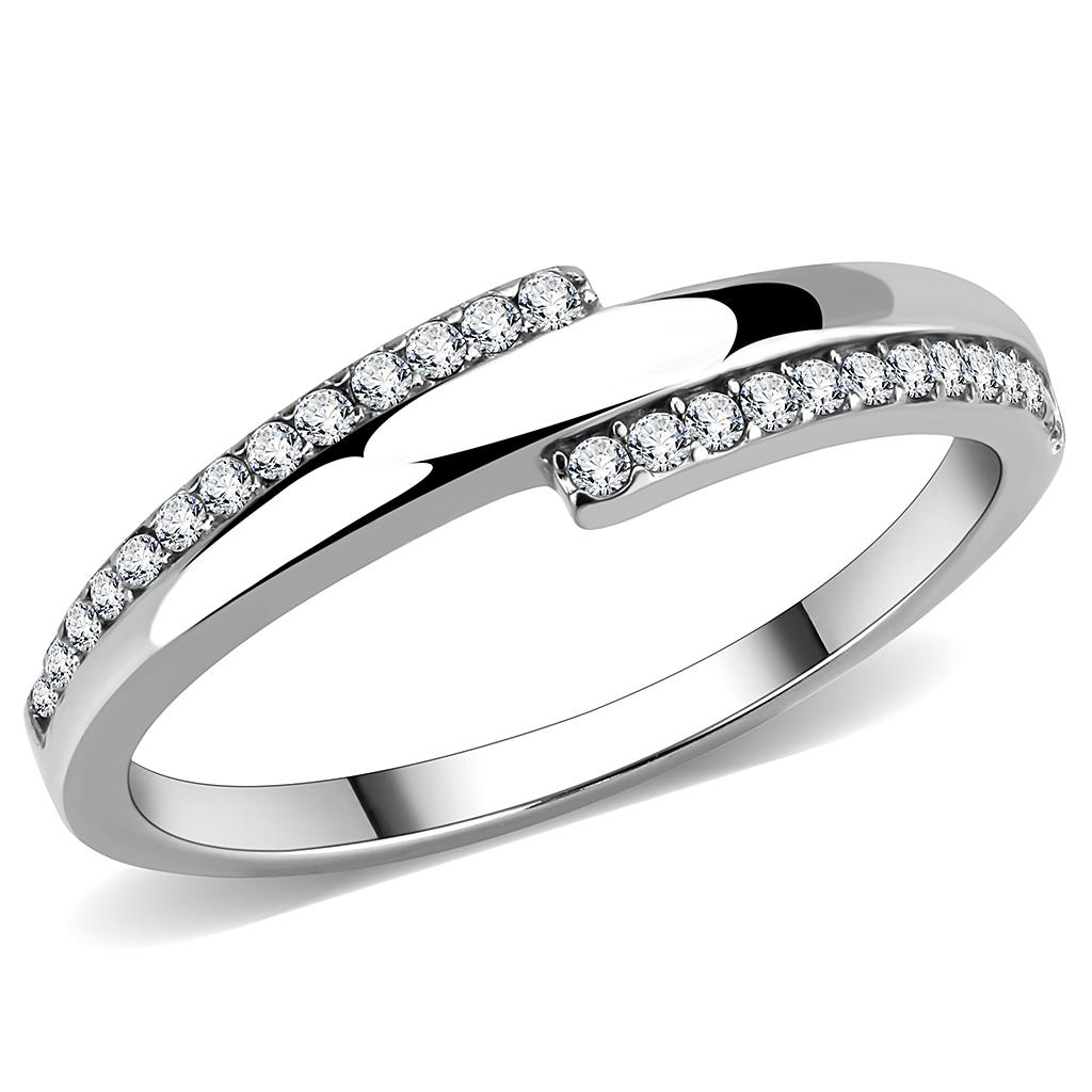 Radiant Elegance CZ Ring - Polished Stainless Steel