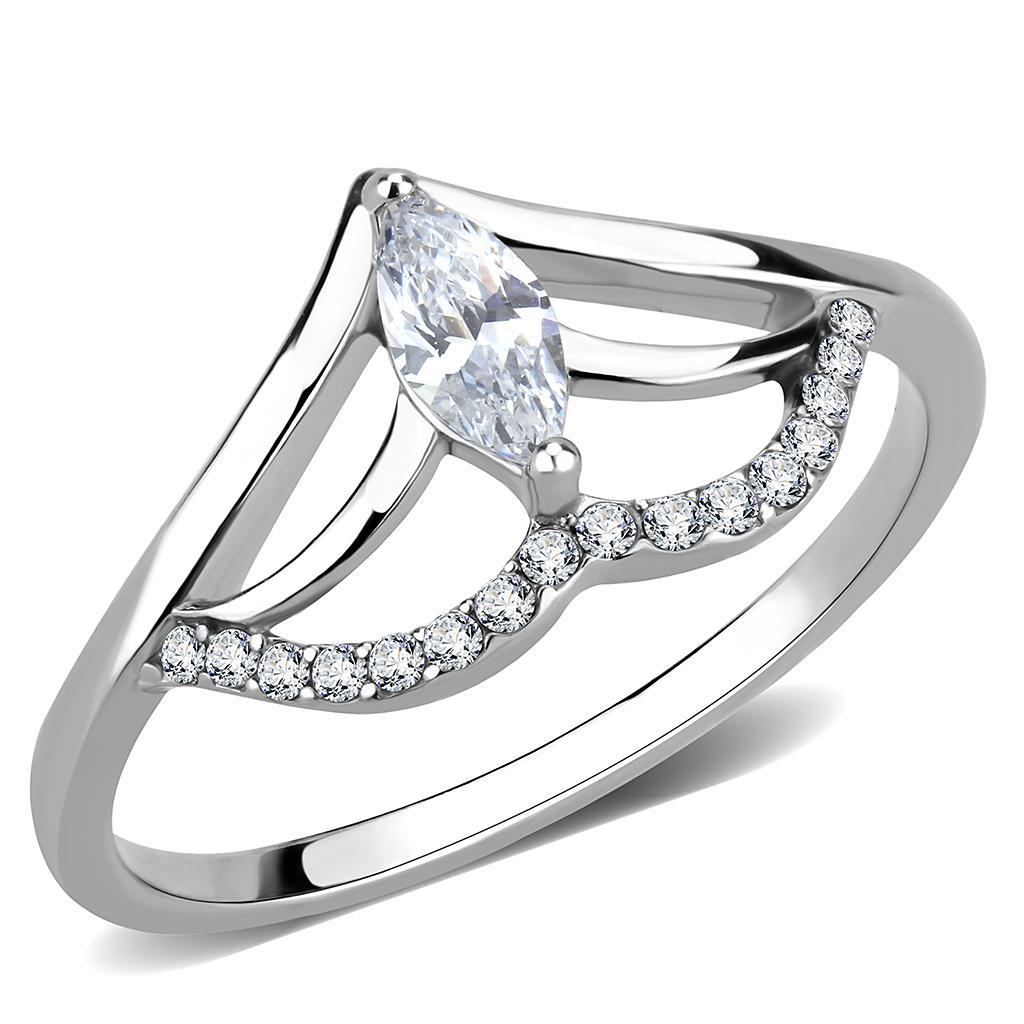 Clear CZ Stainless Steel Ring