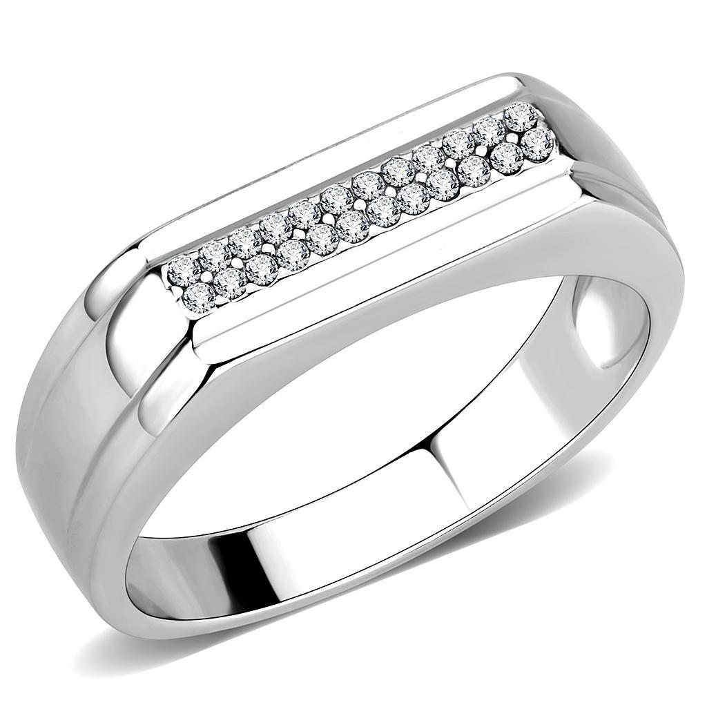 Clear CZ Stainless Steel Ring