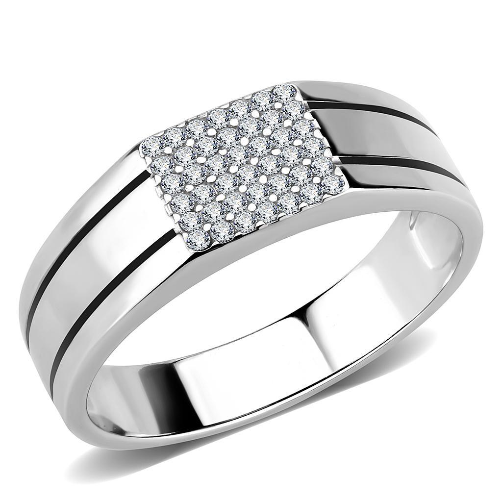 Clear CZ Stainless Steel Ring