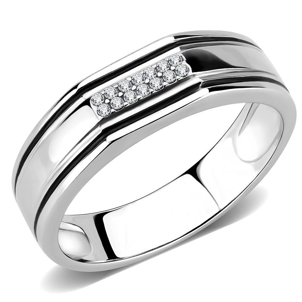 Clear CZ Stainless Steel Ring
