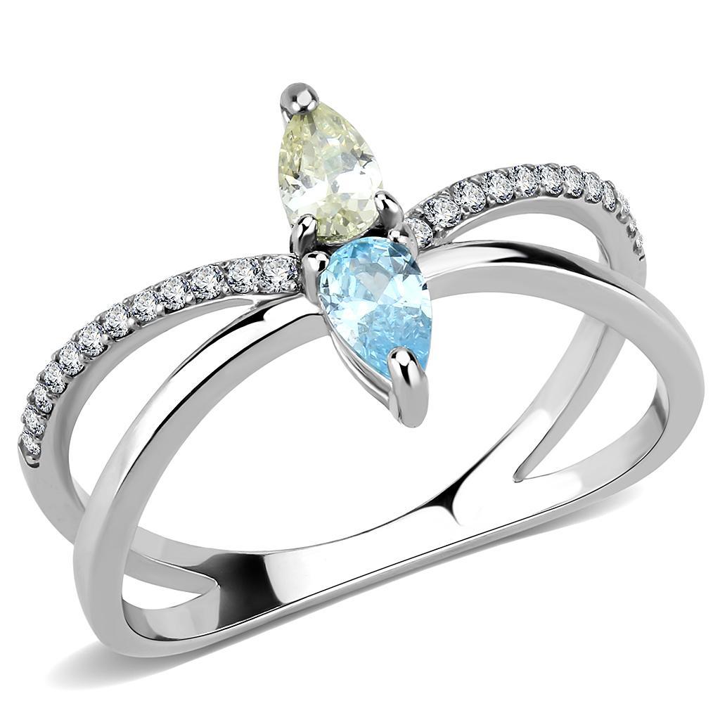 Multi-Color CZ Stainless Steel Ring
