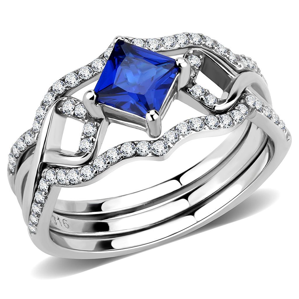 London Blue Synthetic Spinel Stainless Steel Ring