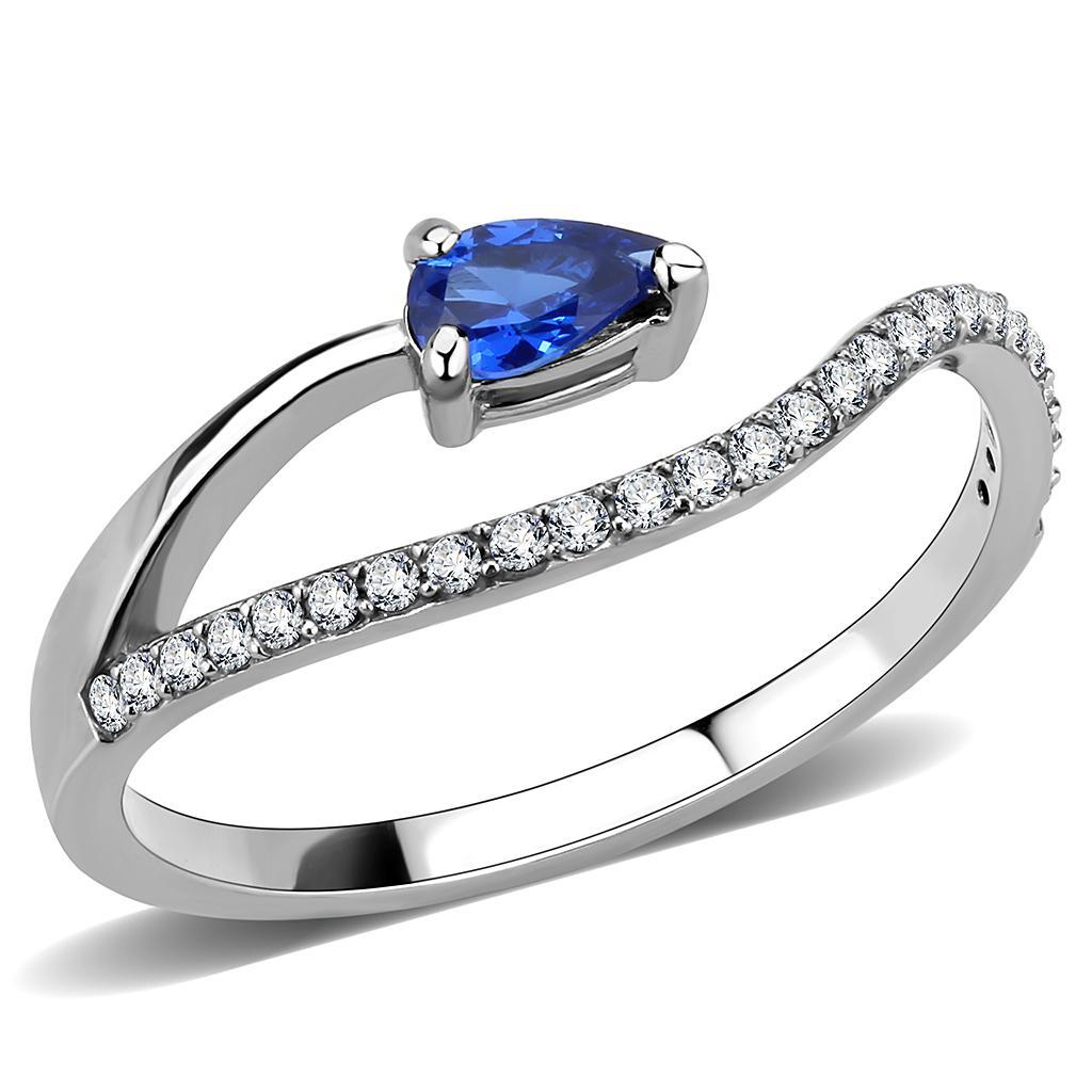 London Blue Synthetic Spinel Stainless Steel Ring