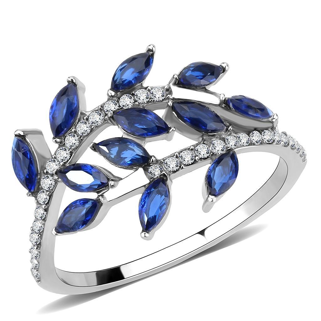 London Blue Synthetic Spinel Stainless Steel Ring