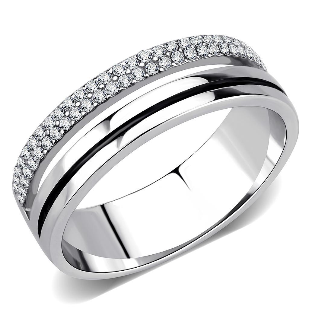 Clear CZ Stainless Steel Ring