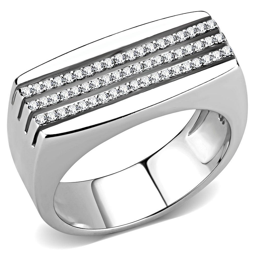 Clear CZ Stainless Steel Ring