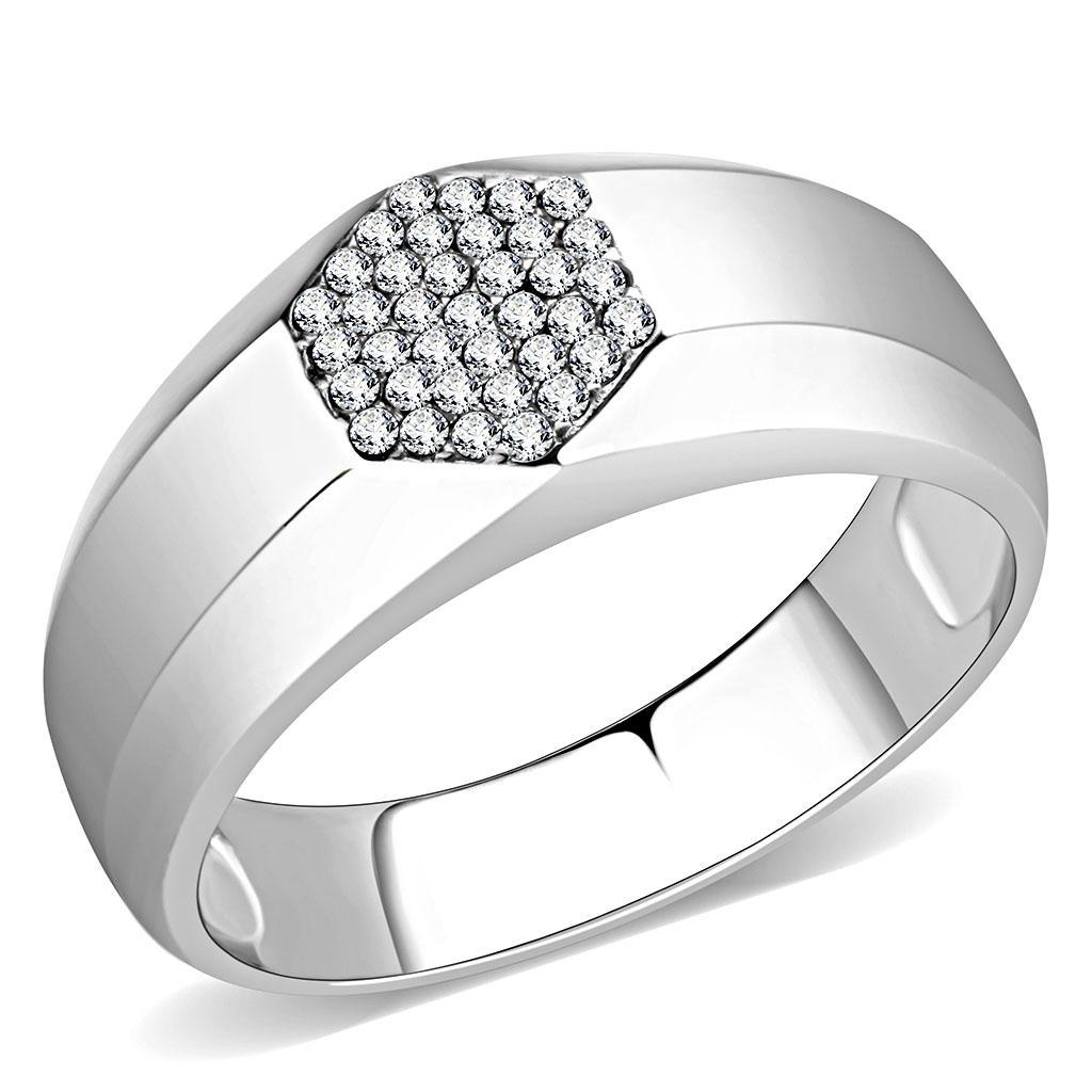 Clear CZ Stainless Steel Ring