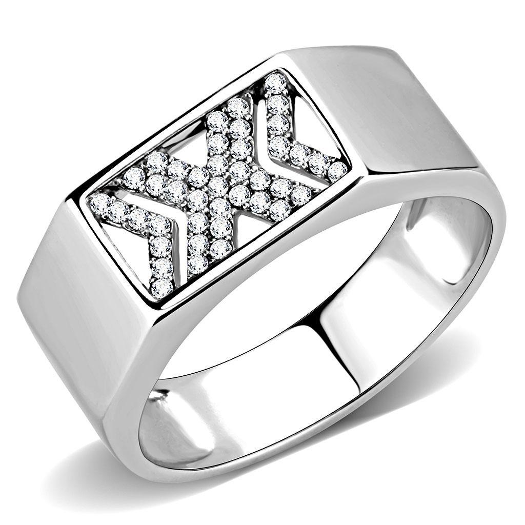 Clear CZ Stainless Steel Ring