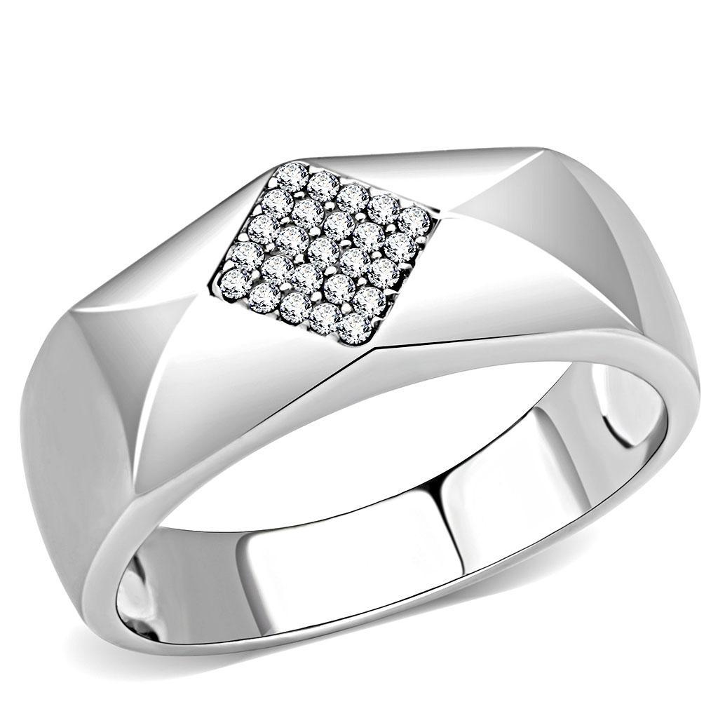 Clear CZ Stainless Steel Ring