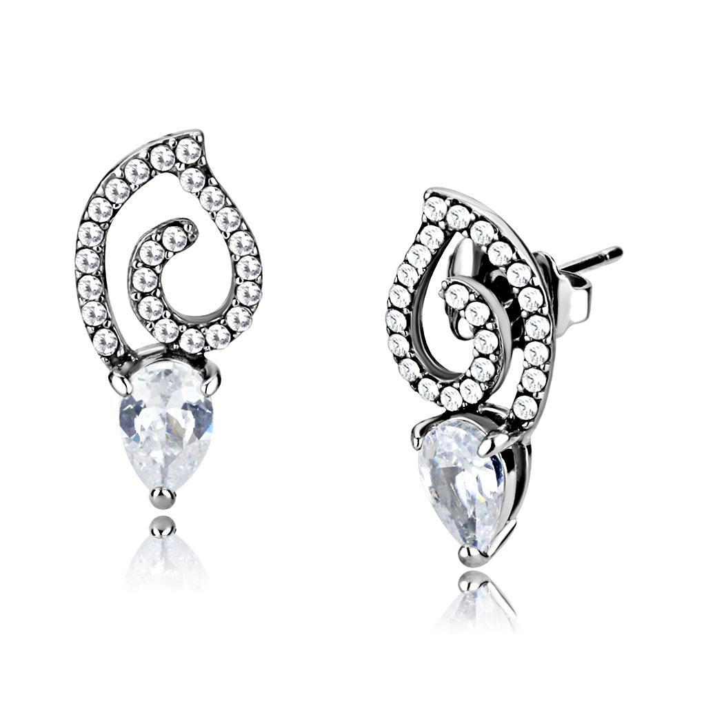 Clear CZ Stainless Steel Earrings
