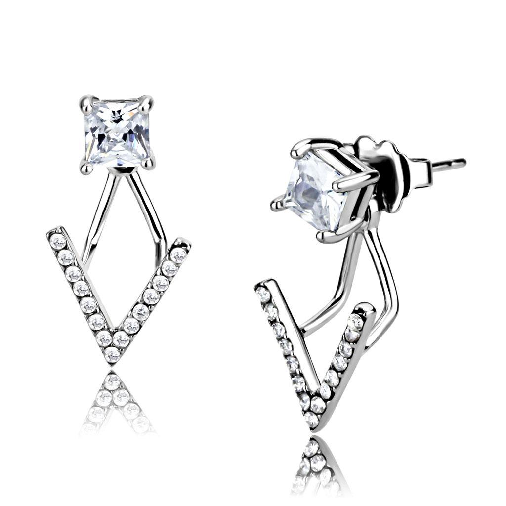 Clear CZ Stainless Steel Earrings