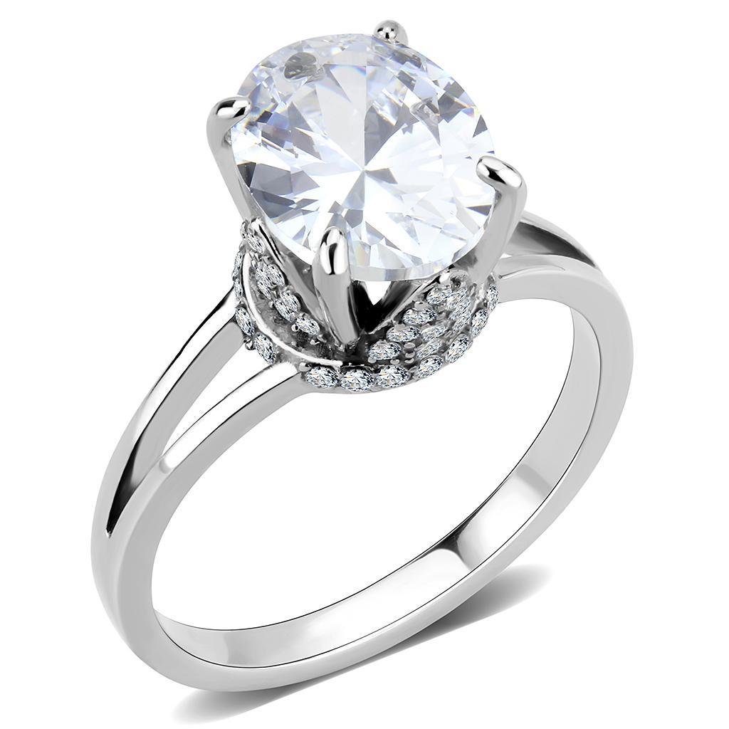 Stainless Steel Ring with Clear AAA Grade CZ Stone