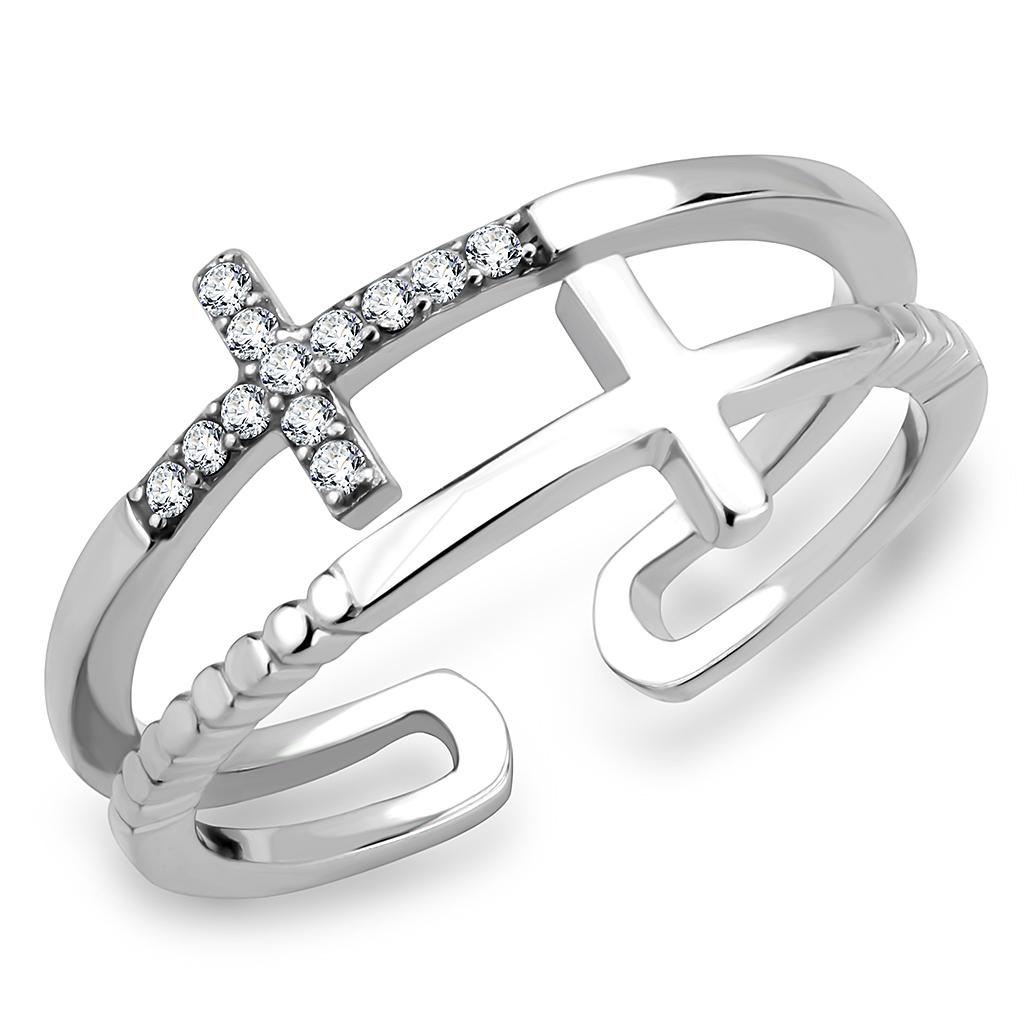 Stainless Steel Ring with Clear AAA Grade CZ Stone