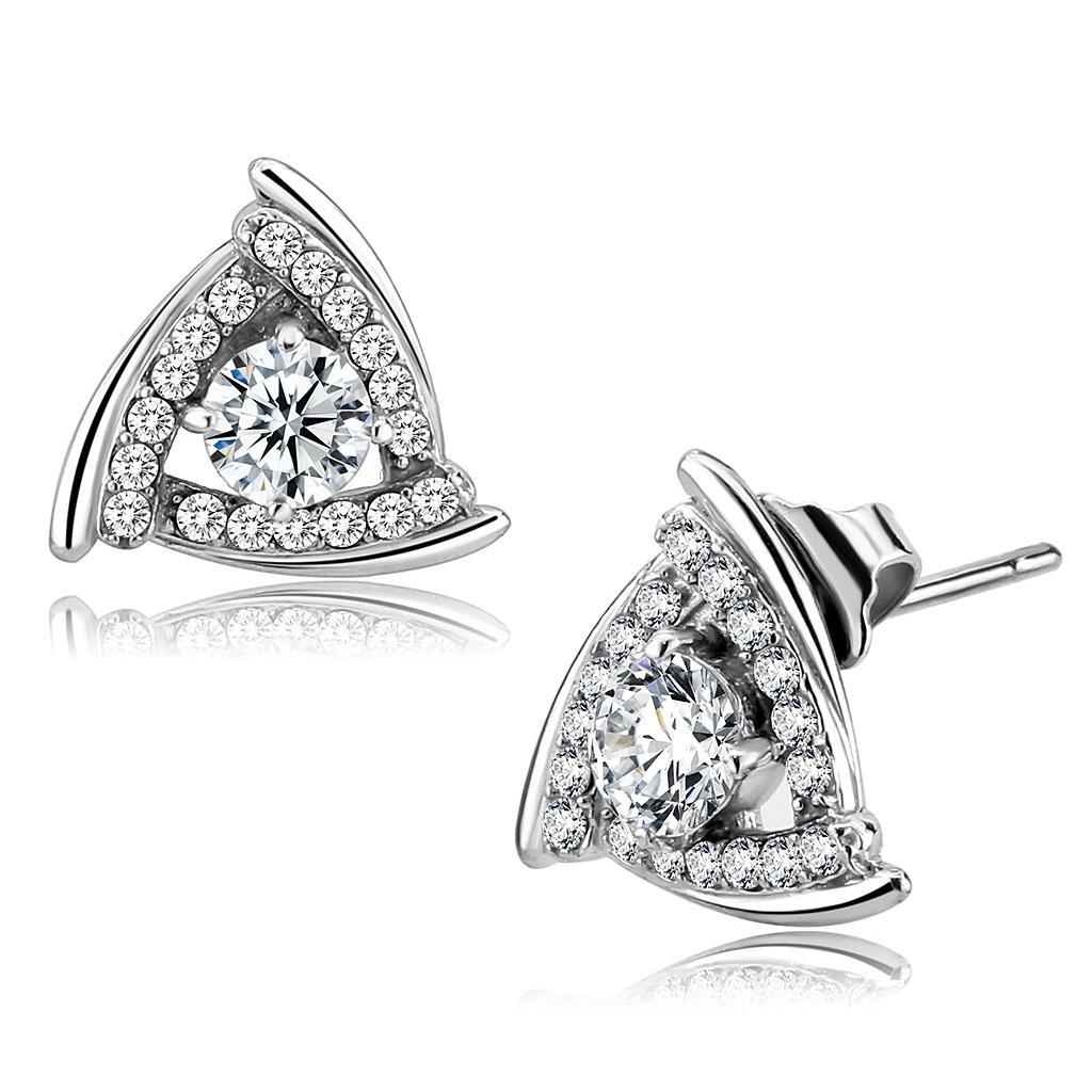 Clear CZ Stainless Steel Stud Earrings