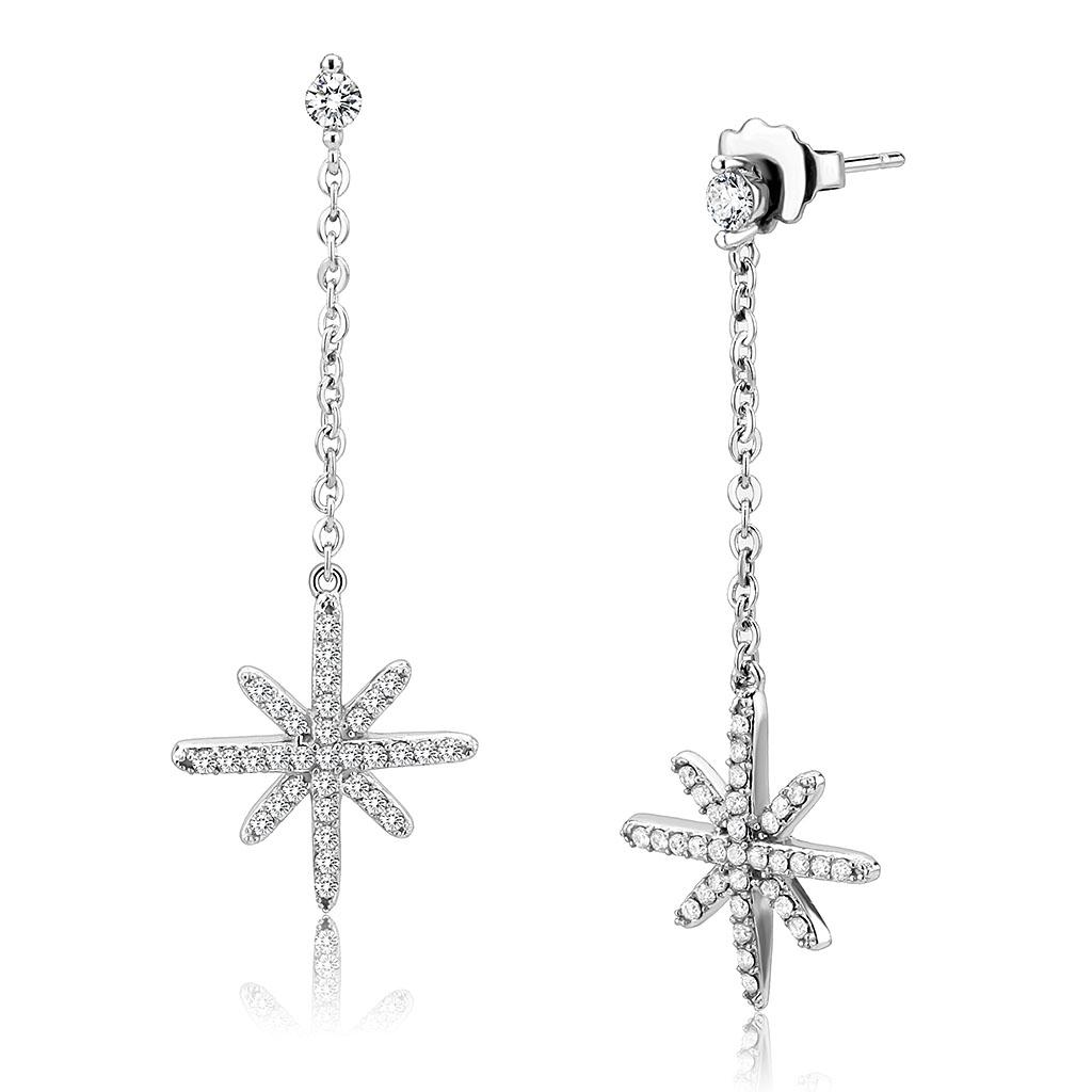 Clear CZ Stainless Steel Stud Earrings