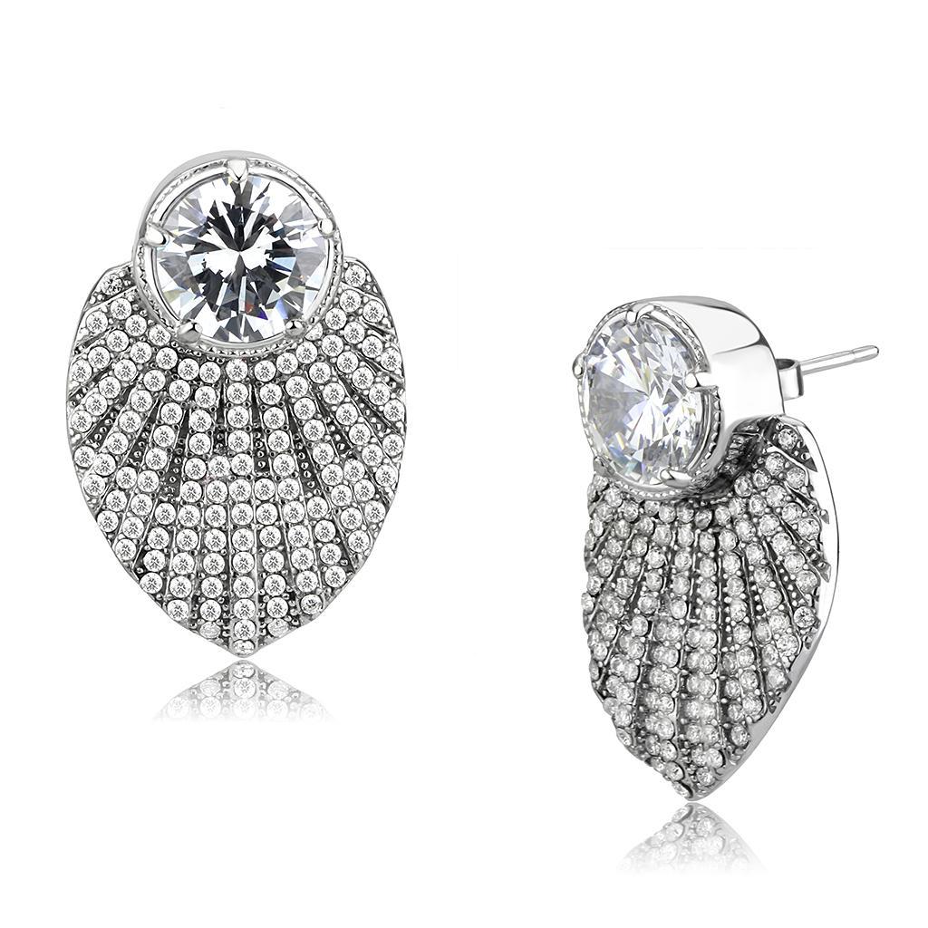 Clear CZ Stainless Steel Earrings