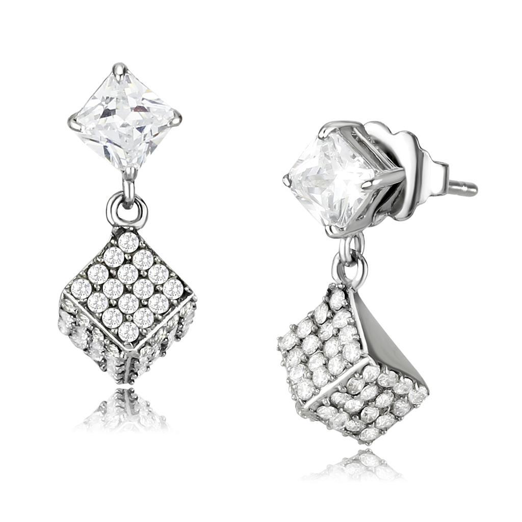 Clear CZ Stainless Steel Stud Earrings