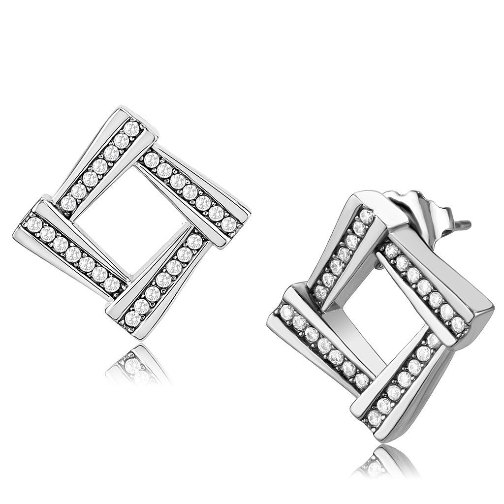 Clear CZ Stainless Steel Earrings