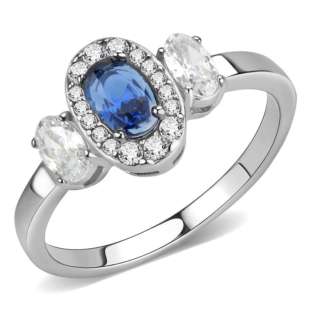 Stainless Steel Ring with London Blue Synthetic Spinel Stone