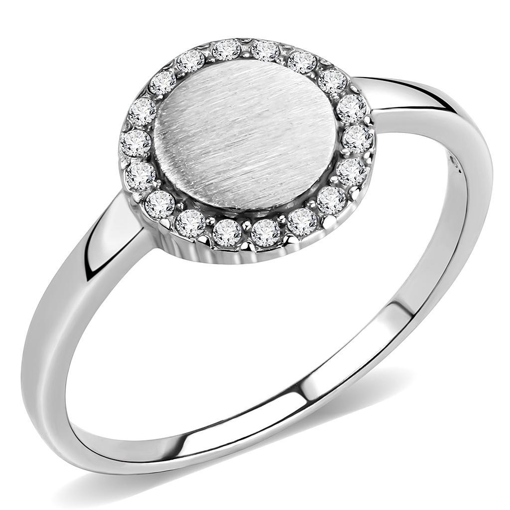 Stainless Steel Ring with Clear AAA Grade CZ Stone