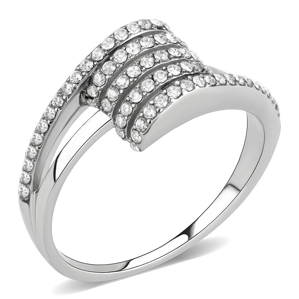 Stainless Steel Ring with Clear AAA Grade CZ Stone