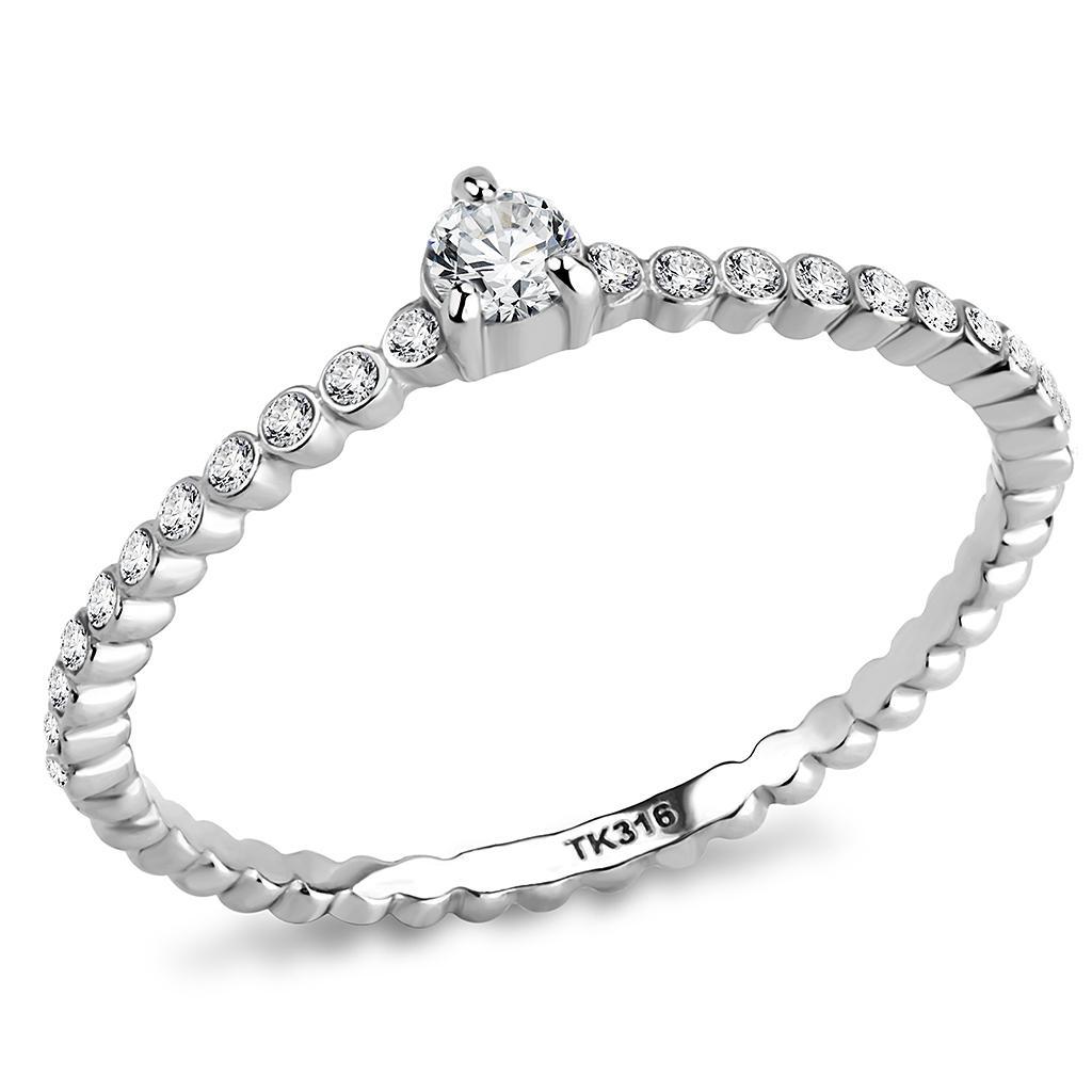 Stainless Steel Ring with Clear AAA Grade CZ Stone