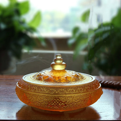 Eight Auspicious Symbols Of Colored Glaze Sculpture Pattern Incense Burner