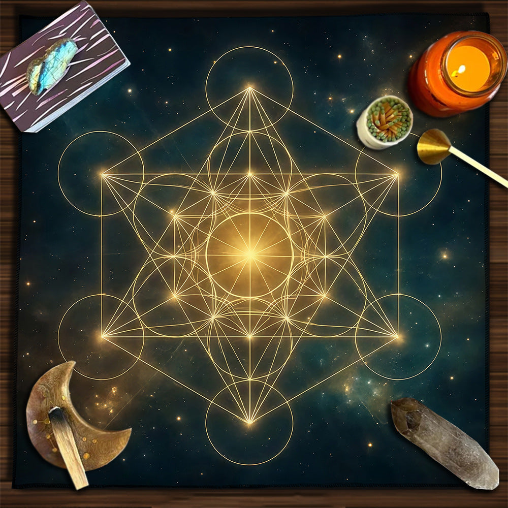 Geometric Tarot Moon Sun Velvet Tablecloth