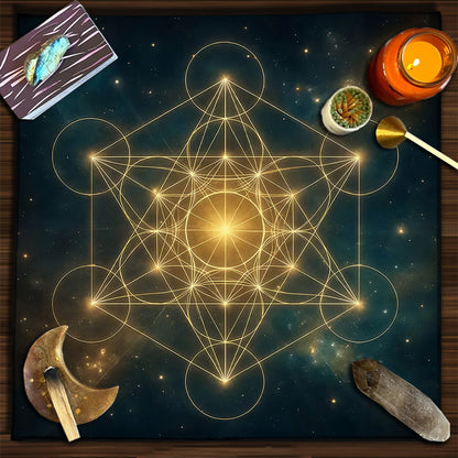 Geometric Tarot Moon Sun Velvet Tablecloth