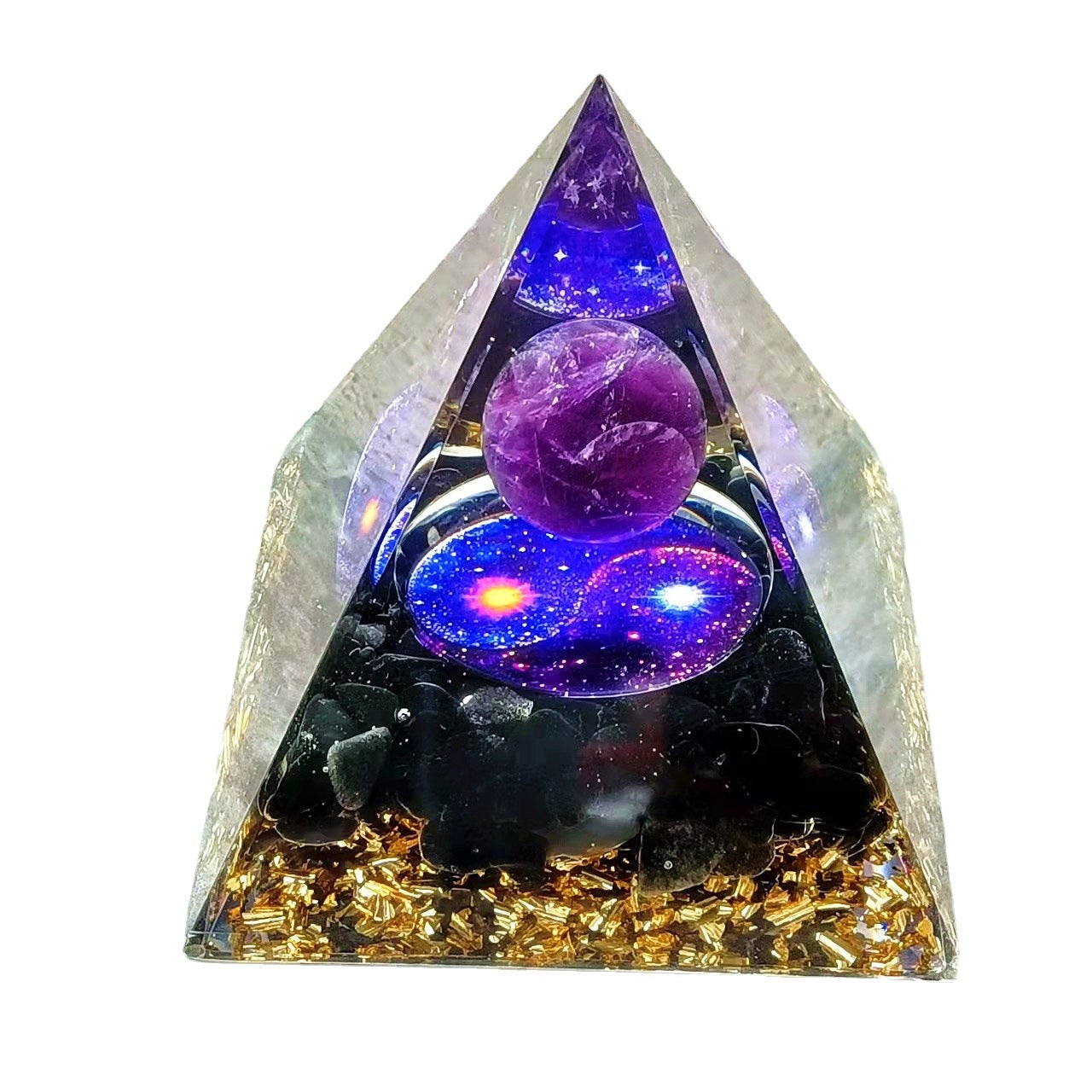 Crystal Ball Chakra Pyramid Ornament Gravel Epoxy
