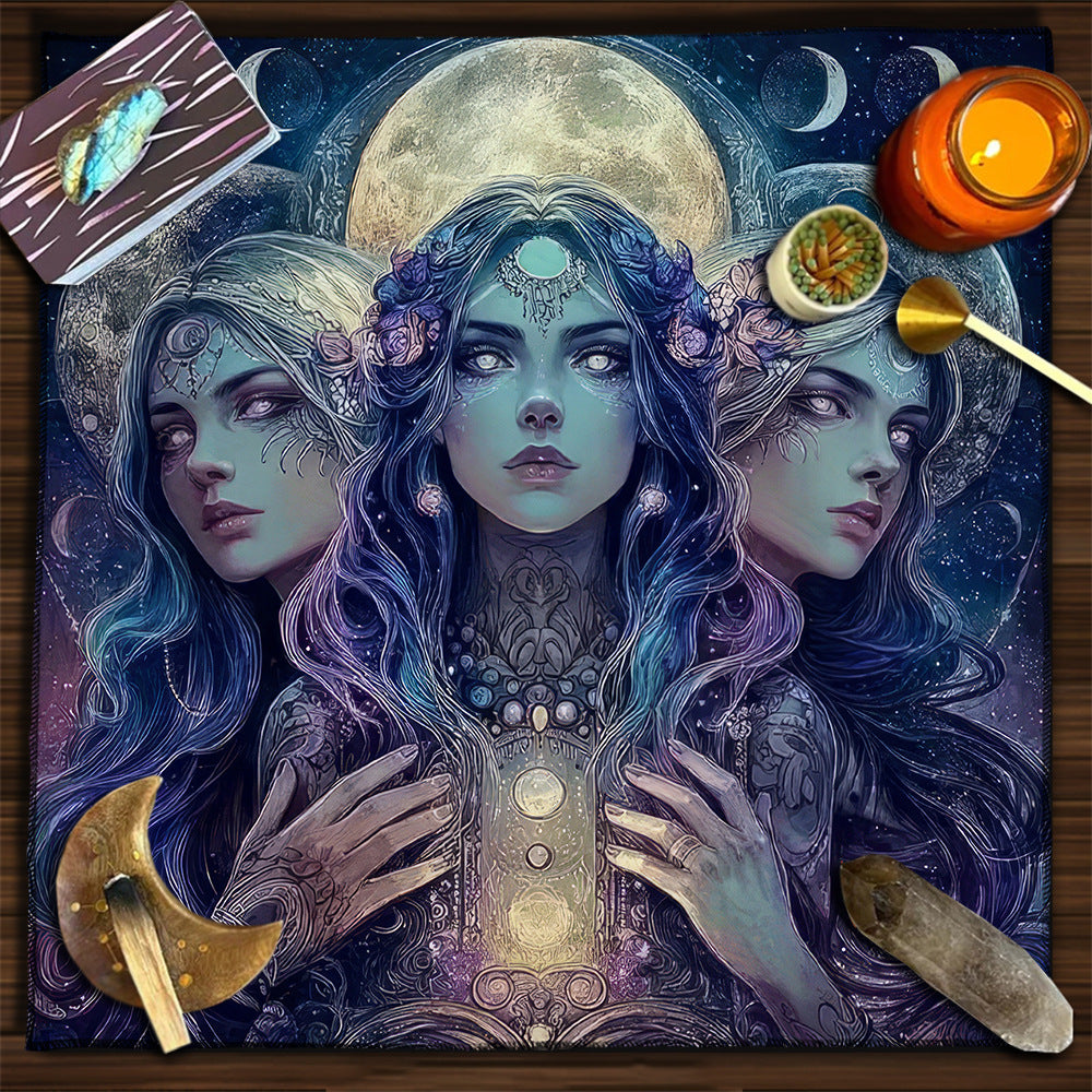 Cat Witch Board Game Flannel Tarot Tablecloth