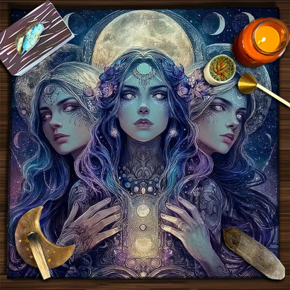 Cat Witch Board Game Flannel Tarot Tablecloth