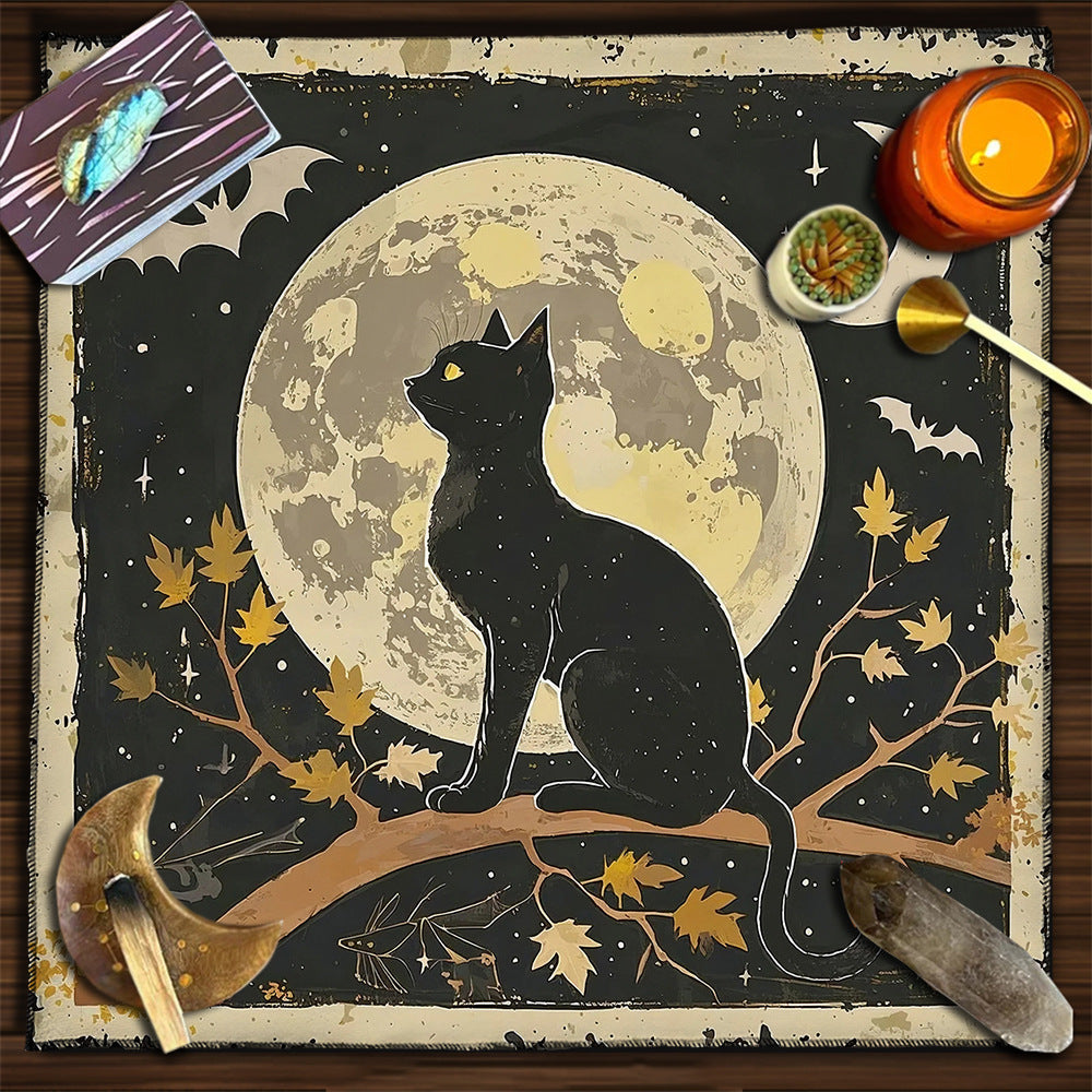 Cat Witch Board Game Flannel Tarot Tablecloth
