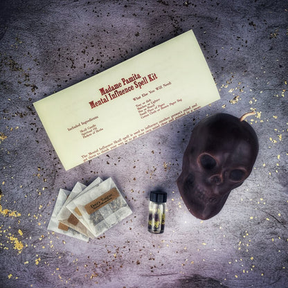 Mental Influence Skull Candle Spell Kit - Mind Control & Mental Clarity