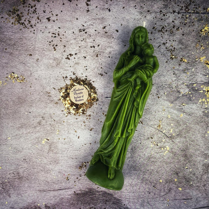 Beeswax Mother Mary Spell Candle - Divine Protection & Unconditional Love Magic