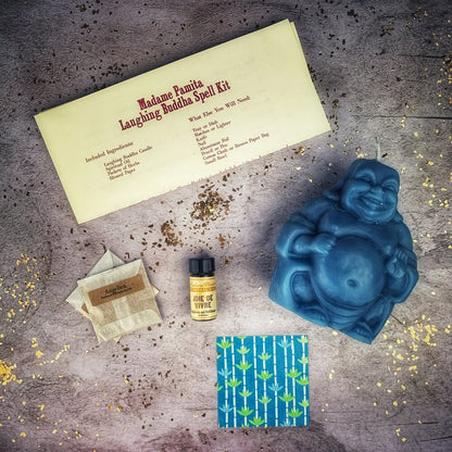 Laughing Buddha Abundance Candle Spell Kit - Wealth, Luck & Prosperity Magic