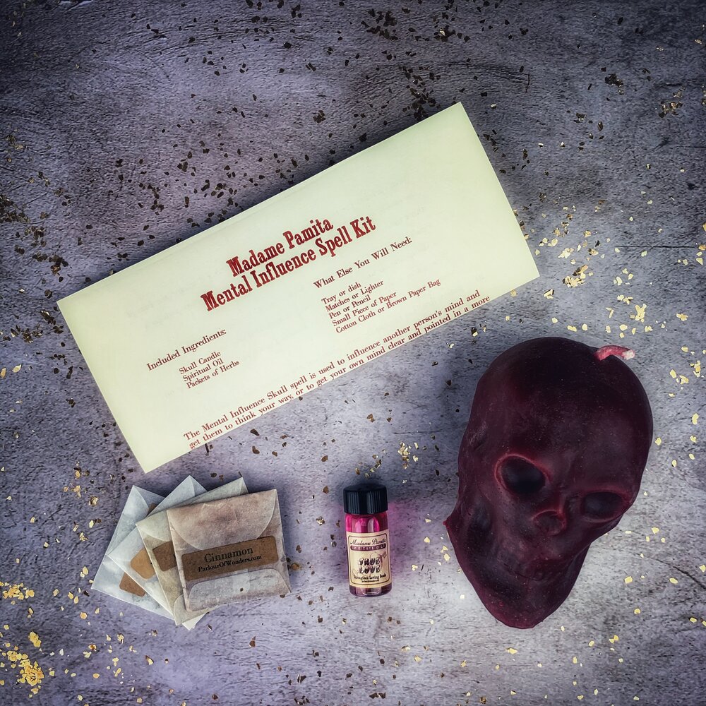 Mental Influence Skull Candle Spell Kit - Mind Control & Mental Clarity
